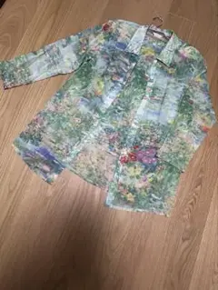 アトリエ　キミ　花柄シアーシャツ モネ風アートプリント アンサンブル