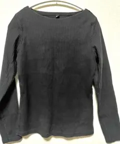 UNIQLO ユニクロ Ｌブラック リブ編み 長袖 Tシャツ