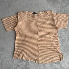 ボーダー 柄切り替え ボートネック 半袖カットソー Tシャツ 古着 Y2K