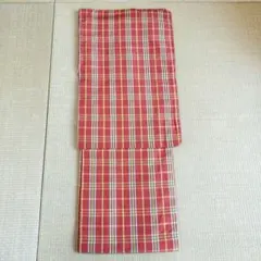 オレンジと黄色のチェック柄 小紋