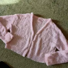 １回着用　ジェラートピケ　SAKURA　ペーパーヤーン　カーディガン　淡いピンク