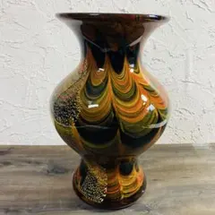 美品】マルティグラス マーブル模様 花瓶 ガラス工芸 フラワーベース