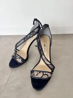 美品　DIANA ダイアナ レース ストラップ サンダル ネイビーのサムネイル