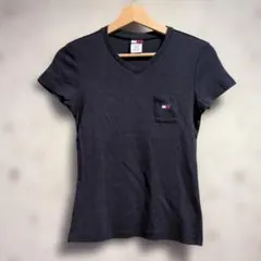 Tommy Jeans ダークネイビー VネックTシャツ M　レディース　Y2K