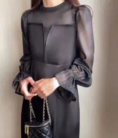 新品　FILLOU　レースドッキングマーメイドワンピース　シアー◆7936