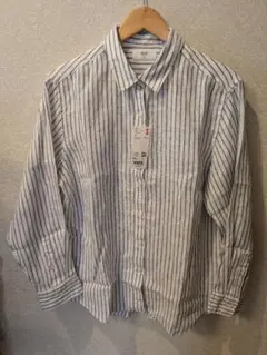 ユニクロ プレミアムリネンシャツ ストライプ XXL