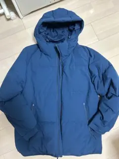 GU ネイビー フード付きパッテッドジャケット