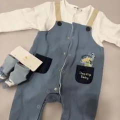 SLAP SLIP BABY ボタン付きオーバーオール　靴下つき