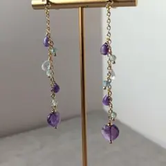 アメジストとブルームーンストーンのピアス