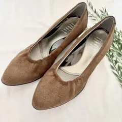 fitfit コンフォートパンプス 24.5 ブラウン スエード ラメ