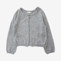 栗まりさま専用◆グレー⌘WOODボタン麻混ウールカーディガン♡フォロ割-¥200