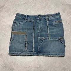 CRAZY DENIM デニムミニスカート 38 Y2K デザインスカート　00