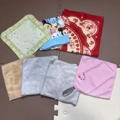 ハンカチ　バンダナ　7枚セット　ディズニー　グレー　ブラウン　ピンク　ブルー