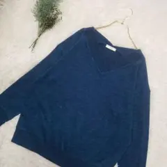 DRESKIP Mサイズ レディースニット Vネック 青 ゆったり 美品