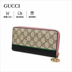 人気 GUCCI グッチ 長財布 レザー ベージュ ピンク ラウンドファスナーのサムネイル