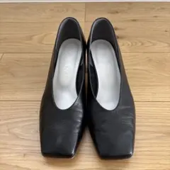 DIANA ブラック レザー 上品パンプス 中ヒール