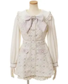 リズリサLIZLISAモノグラムリボンツイードセットアッピンクホワイトワンピース