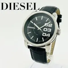 【美品　新品電池】2845 DIESEL 腕時計　メンズ　QZ シルバー　黒
