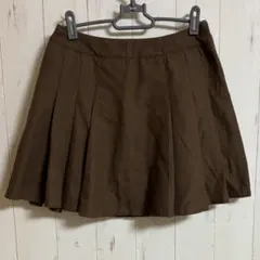Earth ミニ丈プリーツスカート ブラウン Sサイズ ミニスカート
