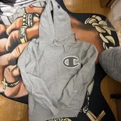Champion グレー フード付きパーカー