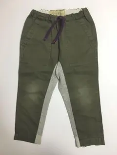 デニムダンガリー　120cm 切替パンツ　サルエルパンツ　カーキ