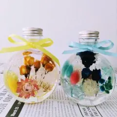ハ―バリウム ＊ピンク&ブルーひまわり2本セット✳ ≪ 贈答ラッピング