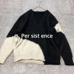 【Per sist ence】ブークレー3G起毛加工インターシャVネックニット