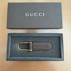 GUCCI ブラウンレザー キーホルダー