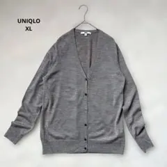 UNIQLO エクストラファインメリノVネックカーディガン　グレー　XL