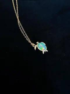 ウミガメ:ブルーオパール　ネックレス　ハンドメイド　値下げ不可