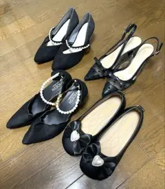 【未使用品】ブラックパンプス　ヒール　22.5cm 23cm 4足まとめ売り