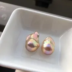 希少カラー　メタリック本真珠　淡水バロックパールピアスオーダー確認ページOD15