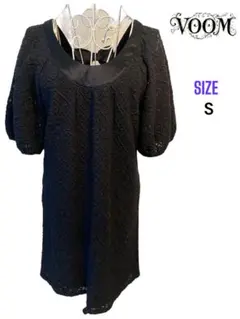 VOOM U.S.Aレースカットワンピース　バックリボン　ブラック