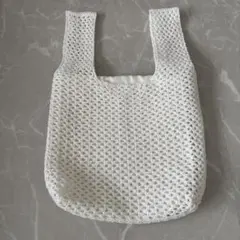 GU ホワイト メッシュ ニット　ミニバッグのサムネイル
