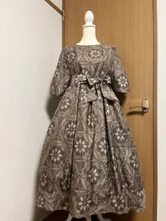 え*る様 着物リメイク♪ アンティーク　大島紬　ふんわり　ワンピース　MーL 裏