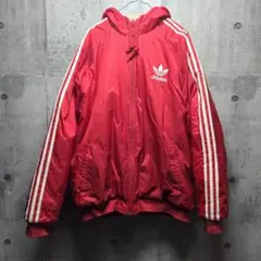 デッドストック adidas フード付きナイロンジャケット レッド