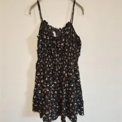 Plush ブラック 花柄 キャミワンピース ガーリー