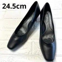 ブラックパンプス 就活　フォーマル　24.5㎝　エアクッション付　超美品　防水