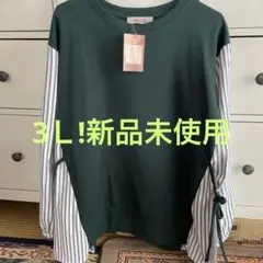 SMIL-LEA ダークグリーン ストライプ長袖 3L未使用