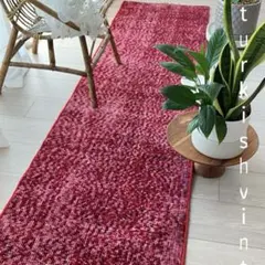 オーバーダイ✳︎50×210✳︎クリスマスレッド　ロング　トルコヴィンテージラグ