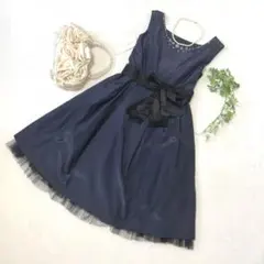 ワンピース　ドレス　新品 Feroux Mサイズ ネイビー　紺　結婚式　イベント