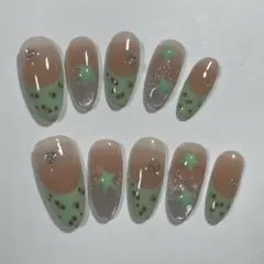 ミントグリーン 星型 ネイルチップ Sサイズ