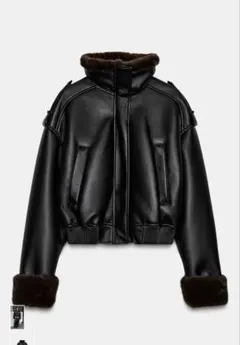 ZARA ダブルフェイスフェイクレザーボンバージャケット