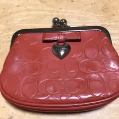 COACHオレンジハートがま口財布