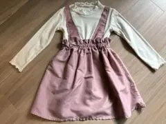 重ね着風ワンピース　ピンク 長袖120