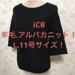 ★iCB/アイシービー★大きいサイズ！羊毛.アルパカセーターL.11号ブラック