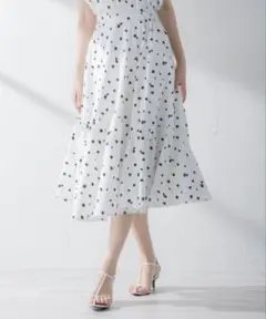 ketty ケティ フレアスカート ホワイト ブラック 花柄 ドット M 夏のサムネイル