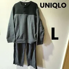 UNIQLO フリース セットアップ L ハーフボタン プルオーバー グレー　黒