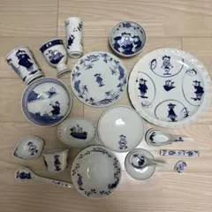 17点セット　しん窯 青花 異人　皿 カップ等