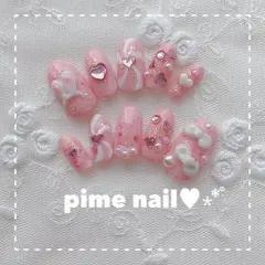 うさ耳×リボン3Dネイル